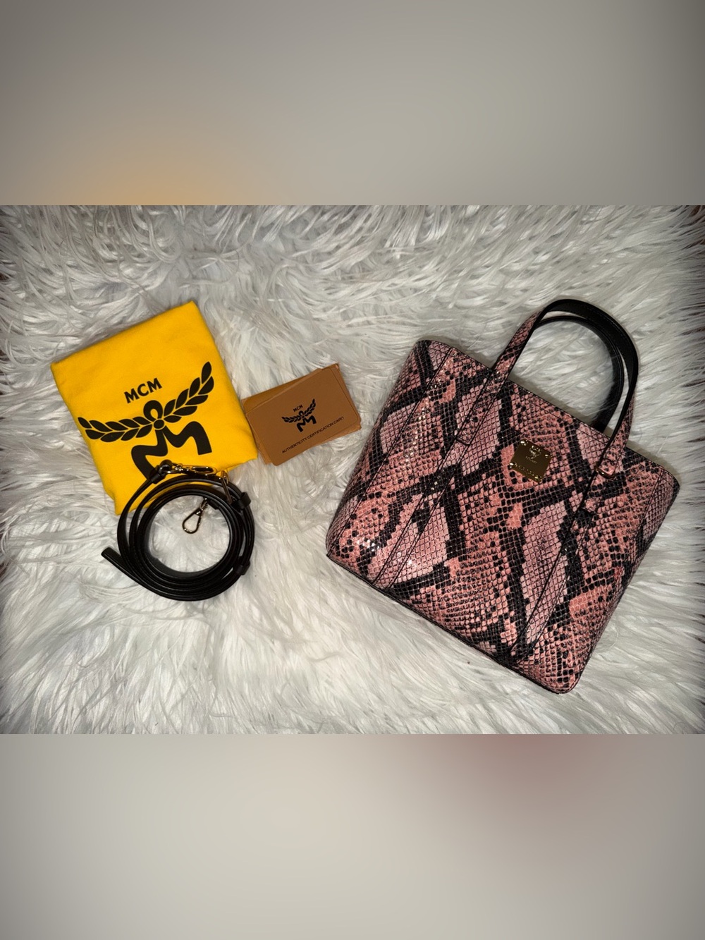MCM Toni Top-Zip Shopper In Python Print Coronet New